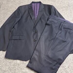 Ted Baker Suit 44R Blue Blazer Jacket Trouser Pants 37x29 2 Piece *flaw